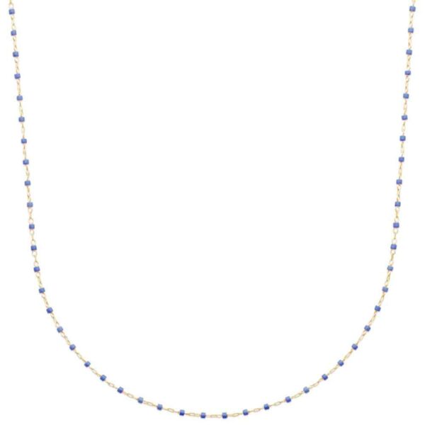 Collier perles miyuki bleues plaqué or