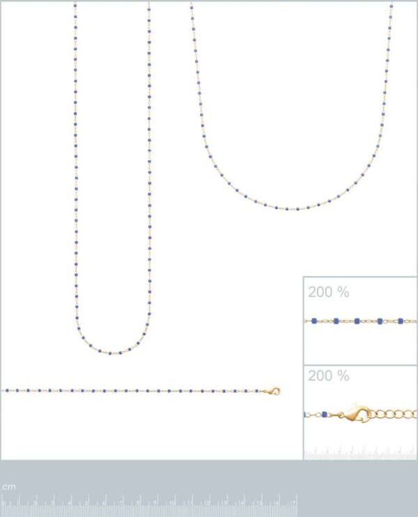 Collier perles miyuki bleues plaqué or femme