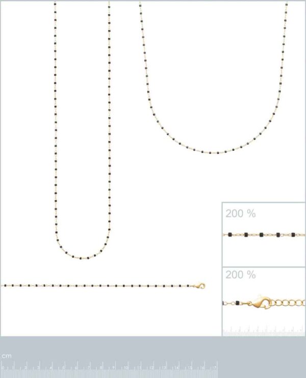 collier perles miyuki noires plaqué or femme