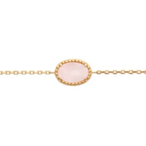 bracelet plaqué or quartz rose