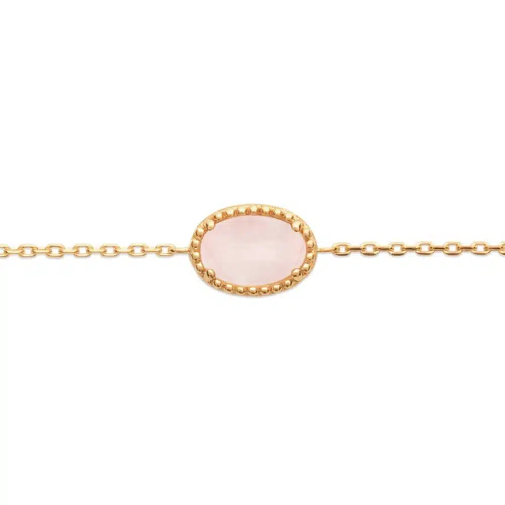 bracelet plaqué or quartz rose