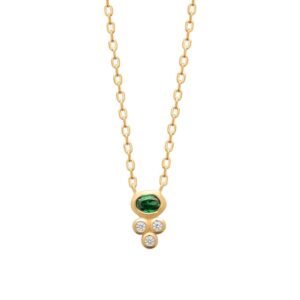 collier plaqué or émeraude synthétique