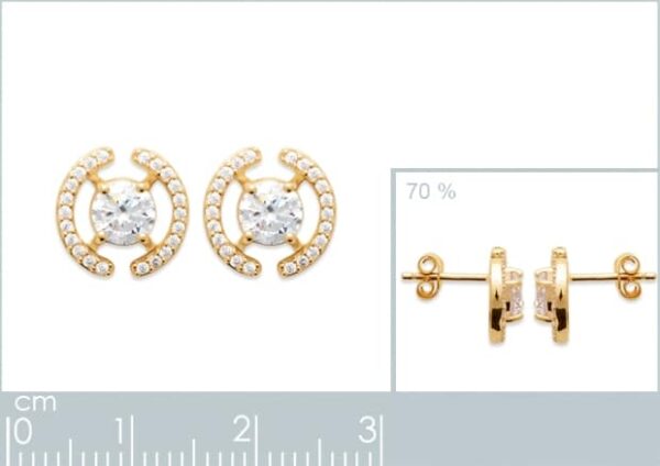 clous d'oreilles diamant synthétique avec etourage plaqué or femme