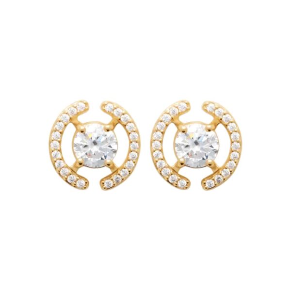 clous d'oreilles diamant synthétique avec etourage plaqué or