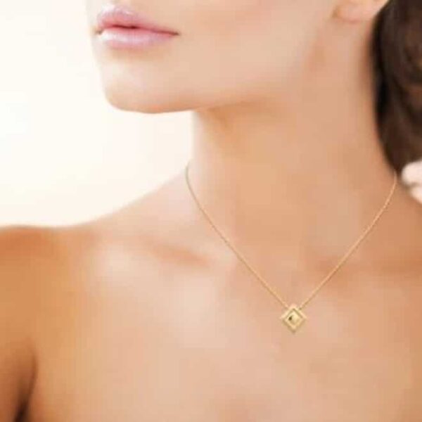 collier losange plaqué or femme