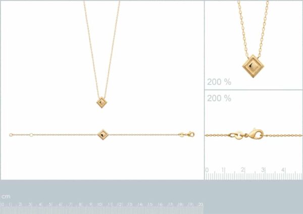 collier losange plaqué or femmes