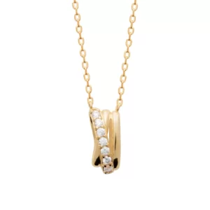 Collier plaqué or 3 anneaux et diamants synthétiques