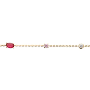 bracelet cravate plaqué or rubis et diamants synthétiques