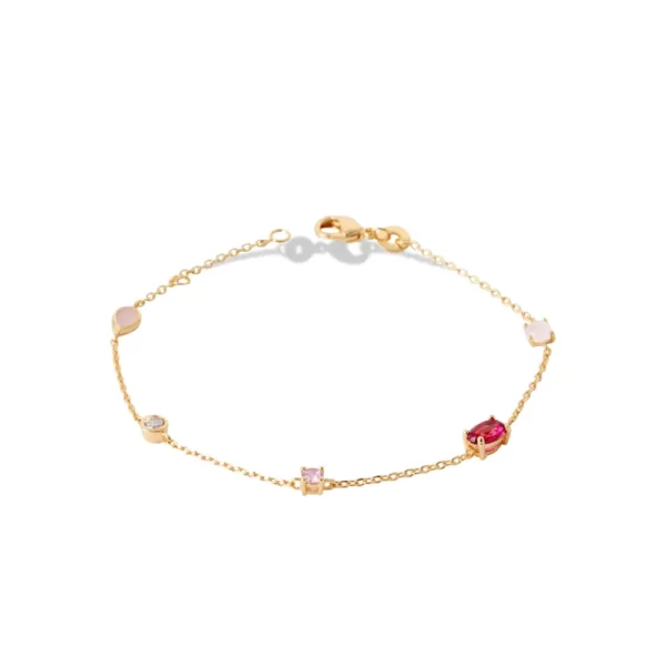 bracelet cravate plaqué or rubis et diamants synthétiques