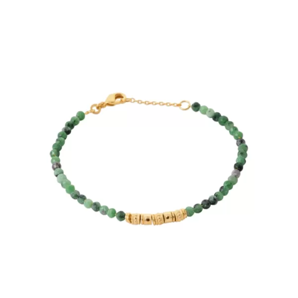 bracelet rubis zoïsite et larges anneaux plaqué or