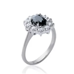 Bague Femme Solitaire Aigue-marine – Métal Argenté Et Strass – Taille 51