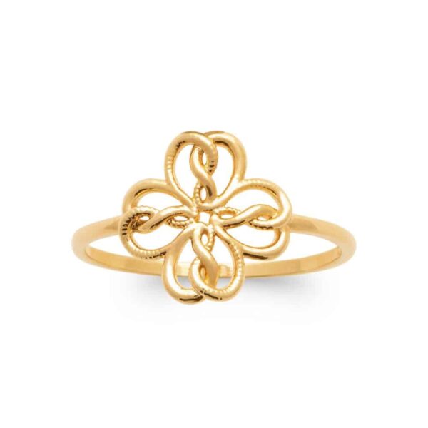 Bague plaqué or trèfle tressé