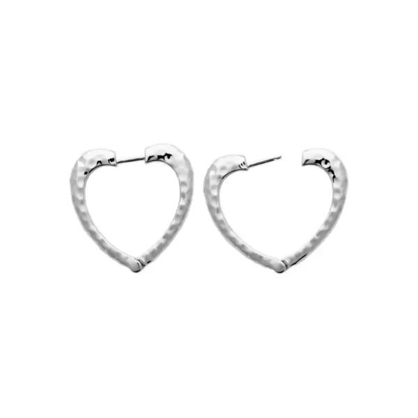 Créoles cœur martelé argent rhodié