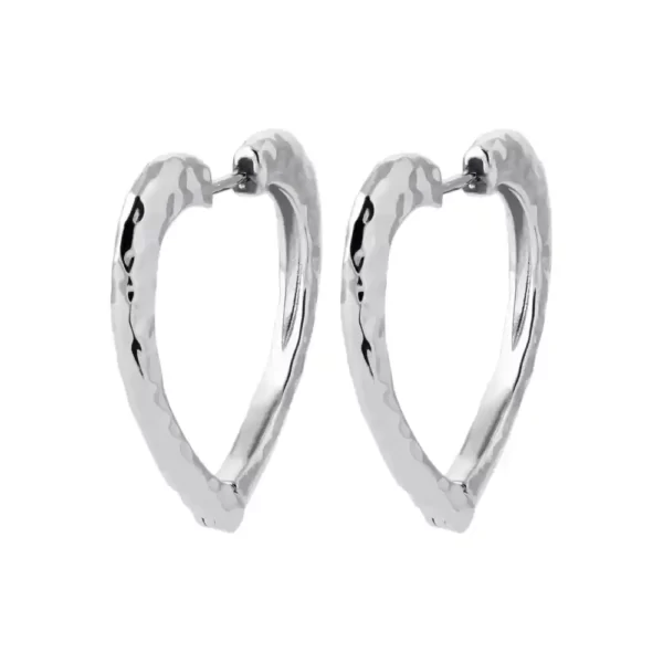 Créoles cœur martelé argent rhodié