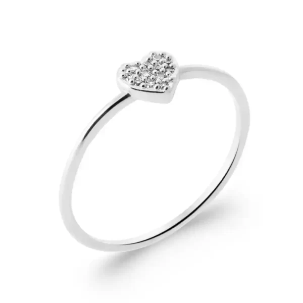 Bague fine cœur argent rhodié