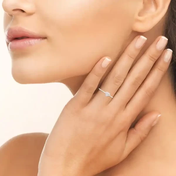 Bague fine cœur argent rhodié