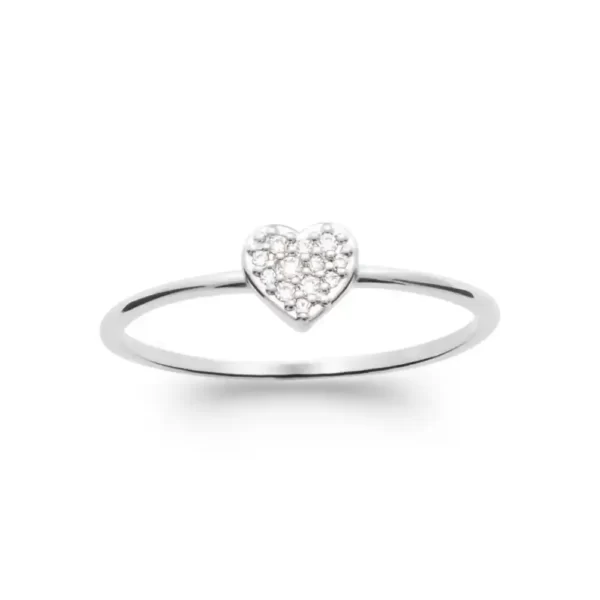 Bague fine cœur argent rhodié