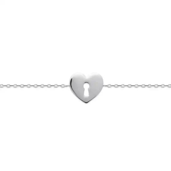 Bracelet cœur serrure argent rhodié