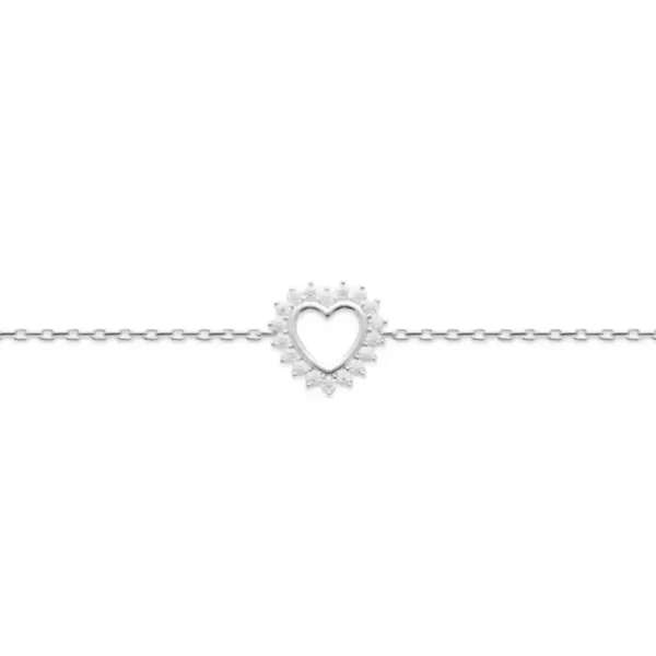 Bracelet cœur zircon scintillant argent rhodié