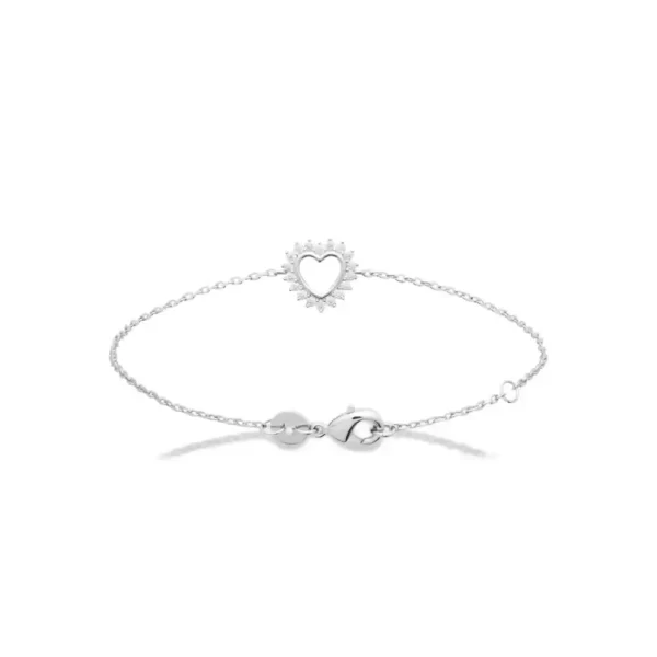 Bracelet cœur zircon scintillant argent rhodié