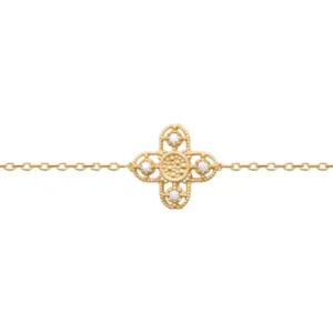 Bracelet croix plaqué or avec zircons