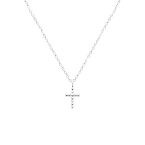 Collier croix perles argent rhodié