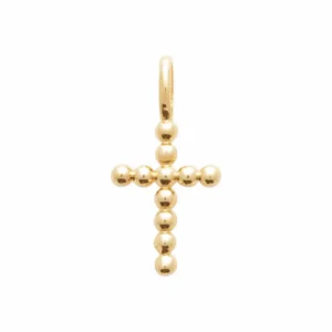 Pendentif croix perles plaqué or