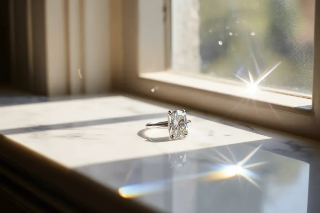 bague solitaire rectangulaire