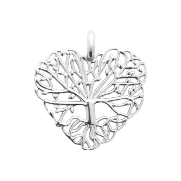 Pendentif arbre de vie dans un cœur argent rhodié Pendentif arbre de vie dans un cœur argent rhodié