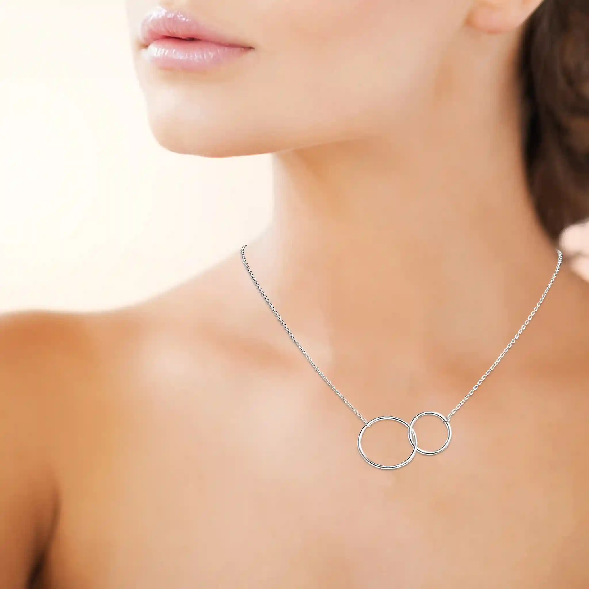 Collier double cercle plat en plaqué or 18k
