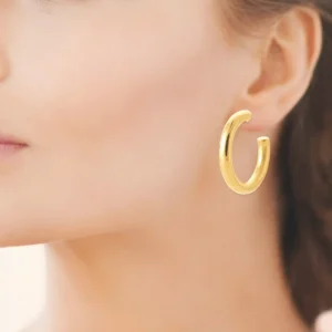 Boucles d'oreilles créoles dorées 40 mm acier inoxydable