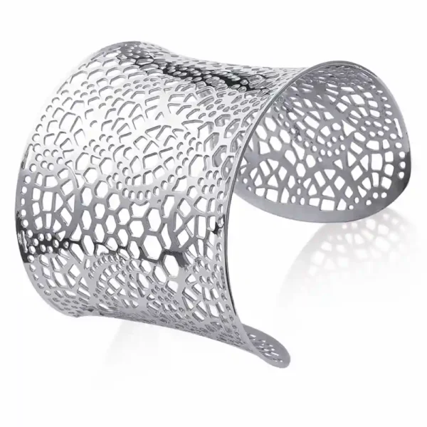 Bracelet manchette acier inoxydable effet dentelle Bracelet manchette acier inoxydable effet dentelle
