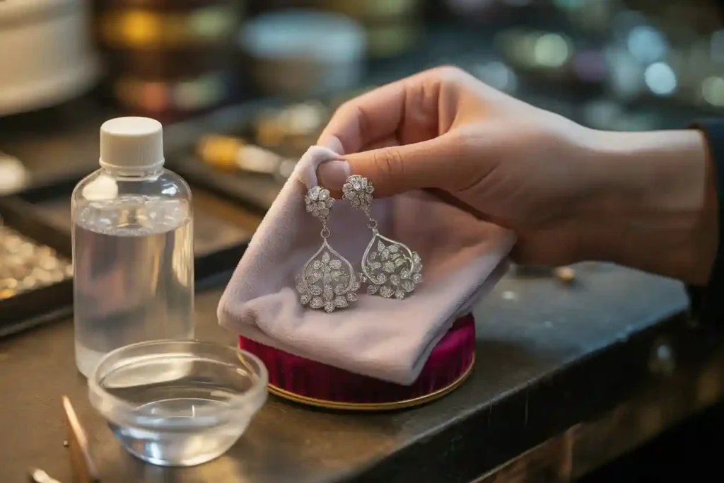 boucles d'oreilles et peroxyde d'hydrogène
