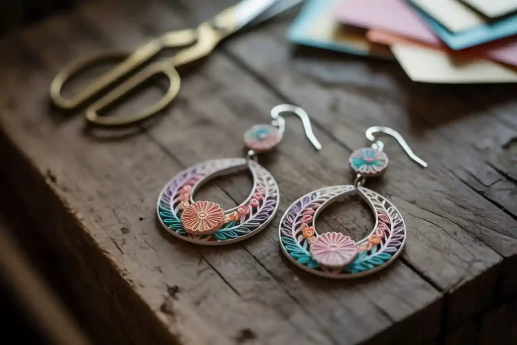 boucles d'oreilles en papier