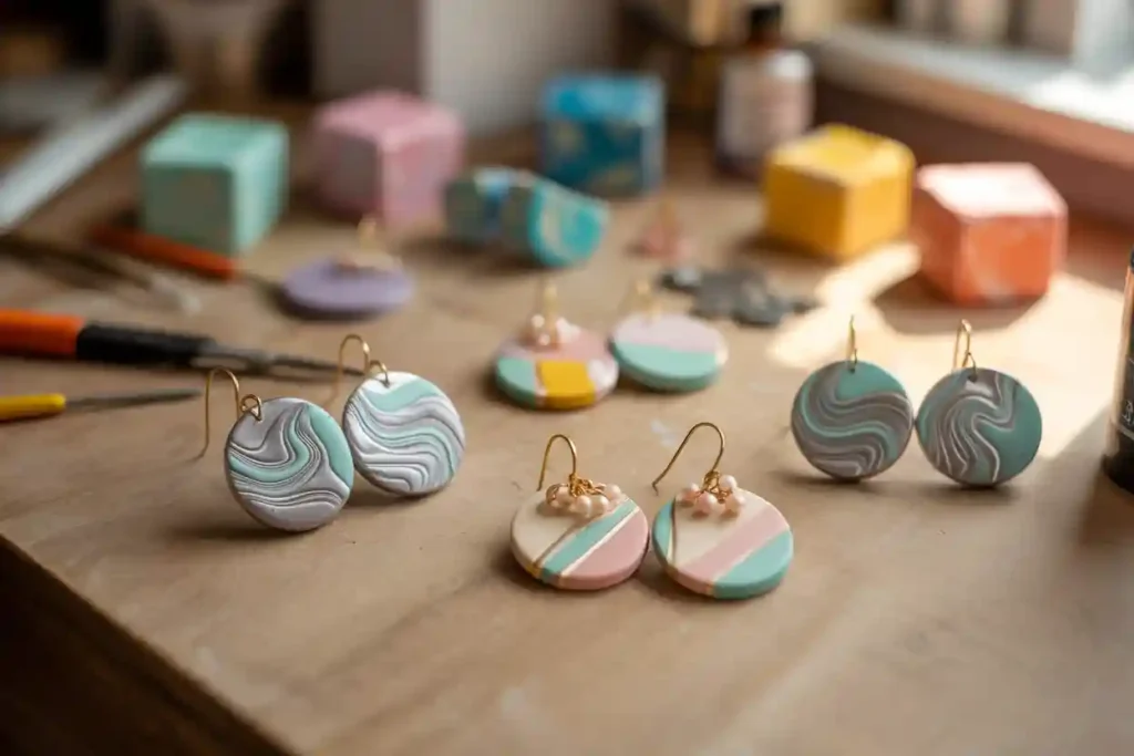 boucles d'oreilles pâte polymère