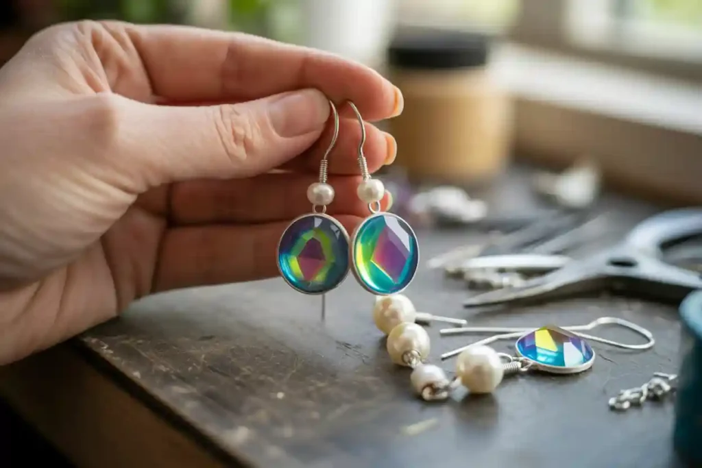 boucles d'oreilles pendantes cabochon DIY
