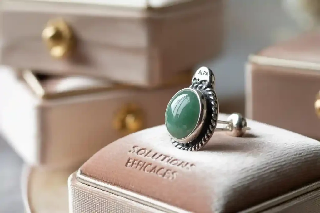 clou d'oreille pierre verte