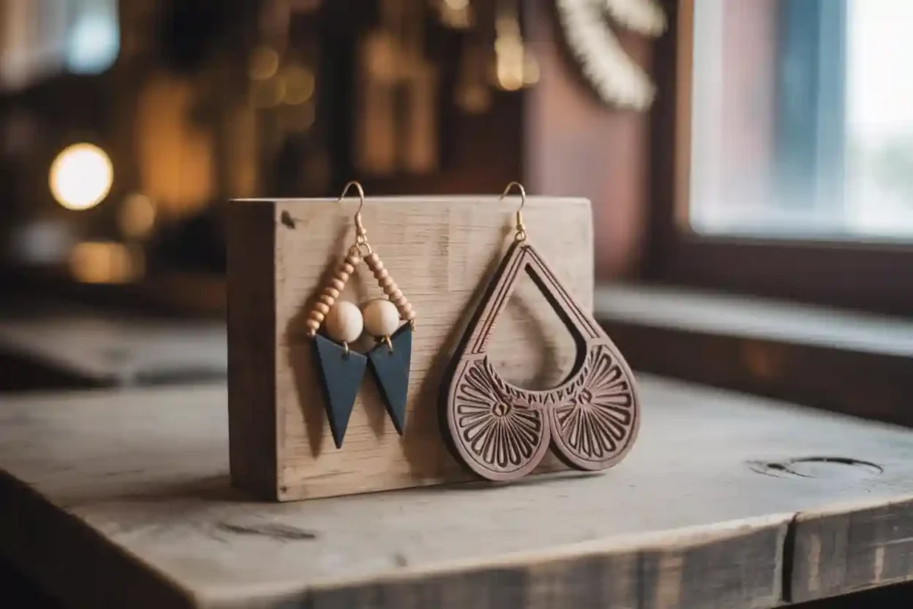 exemples de boucles d'oreilles en bois DIY