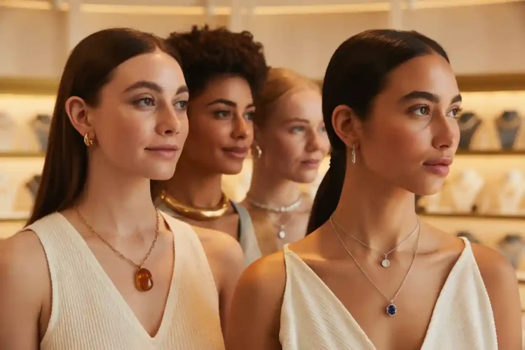 femmes aux teints de peau différents qui portent des bijoux adaptés