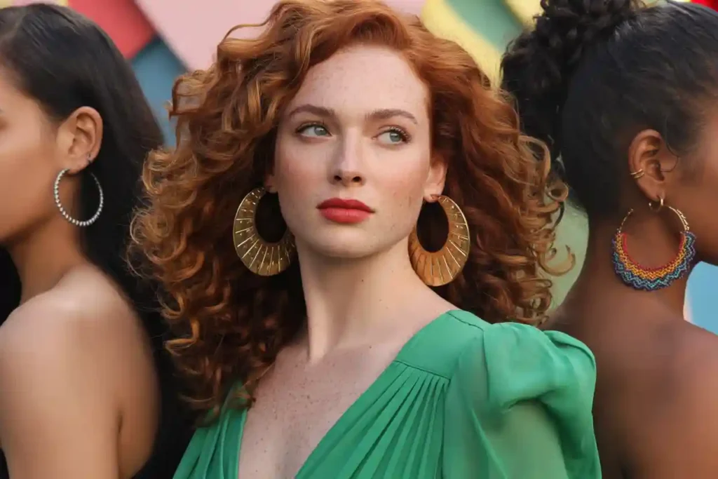 femmes avec des styles vestimentaires et de cheveux différents. elles portent des boucles d'oreilles créoles de style et de tailles différentes