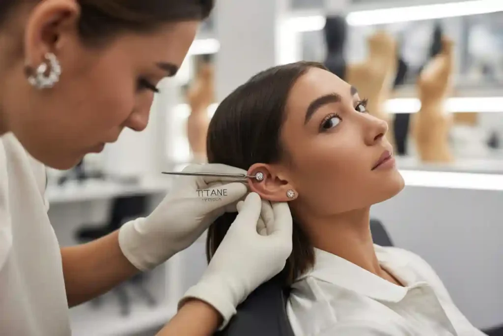 perçage d'oreille chez un professionnel