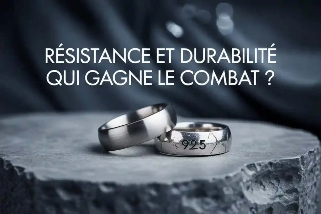 2 bagues anneaux - argent et acier inoxydable