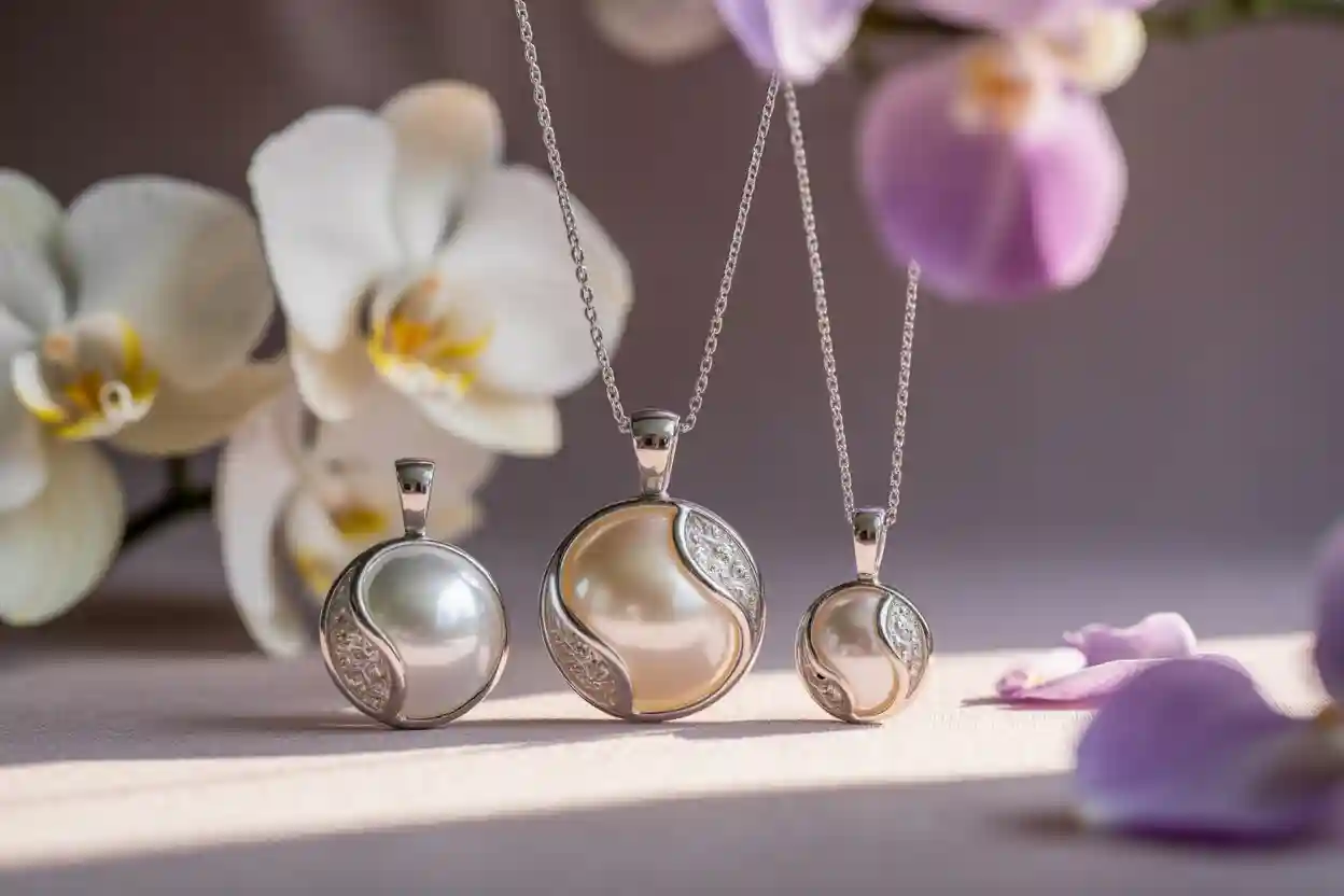 3 pendentifs perle de petite, moyenne et grande taille
