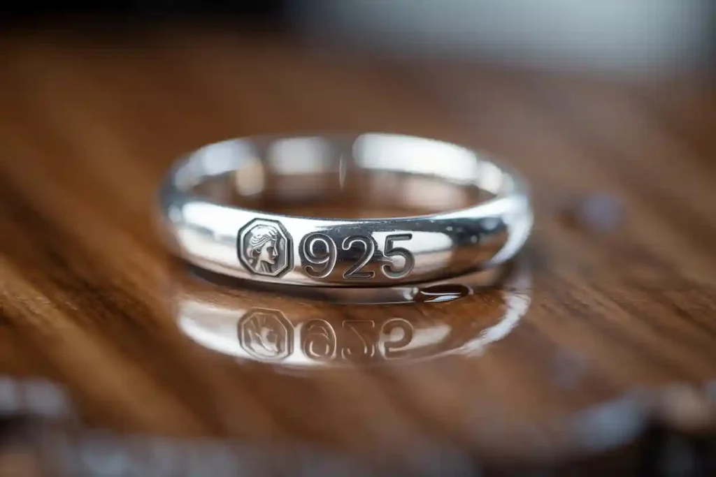 bague en argent 925 avec le poinçon et 925 gravés