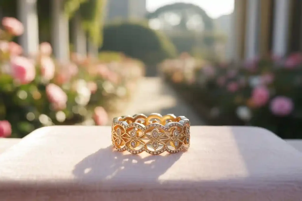 bague en plaqué or sertie de zircons