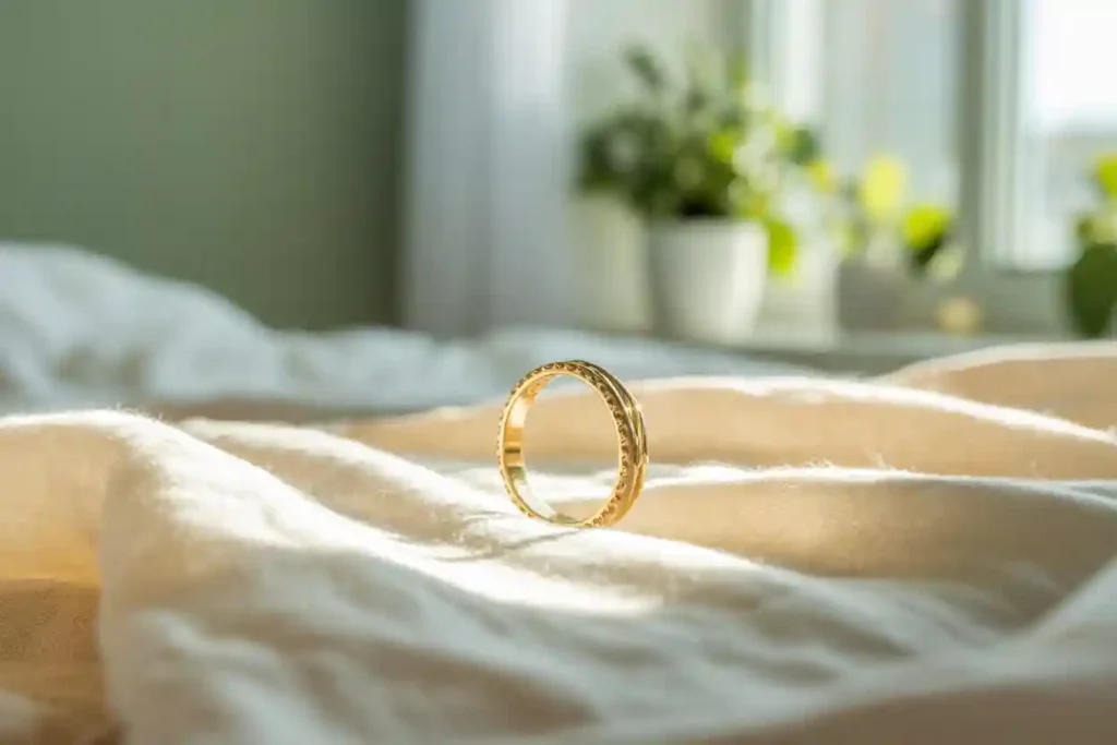 bague en plaqué or sur chiffon