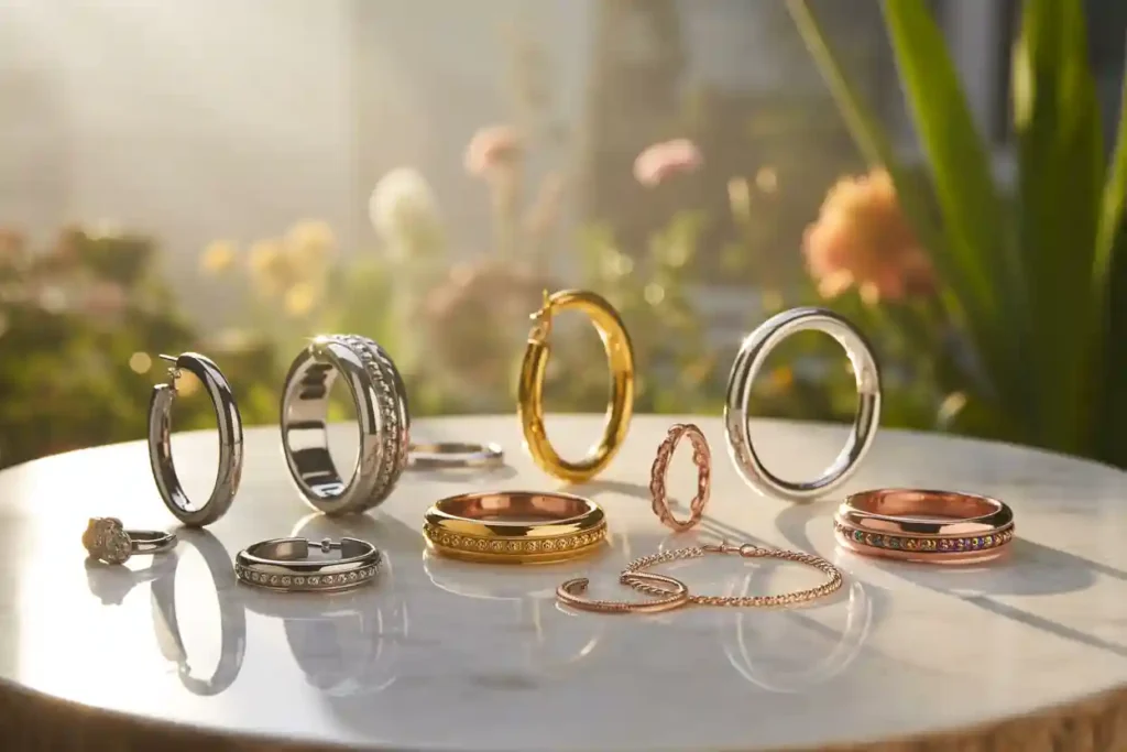 bijoux en acier inoxydable argentés - dorés - rosés