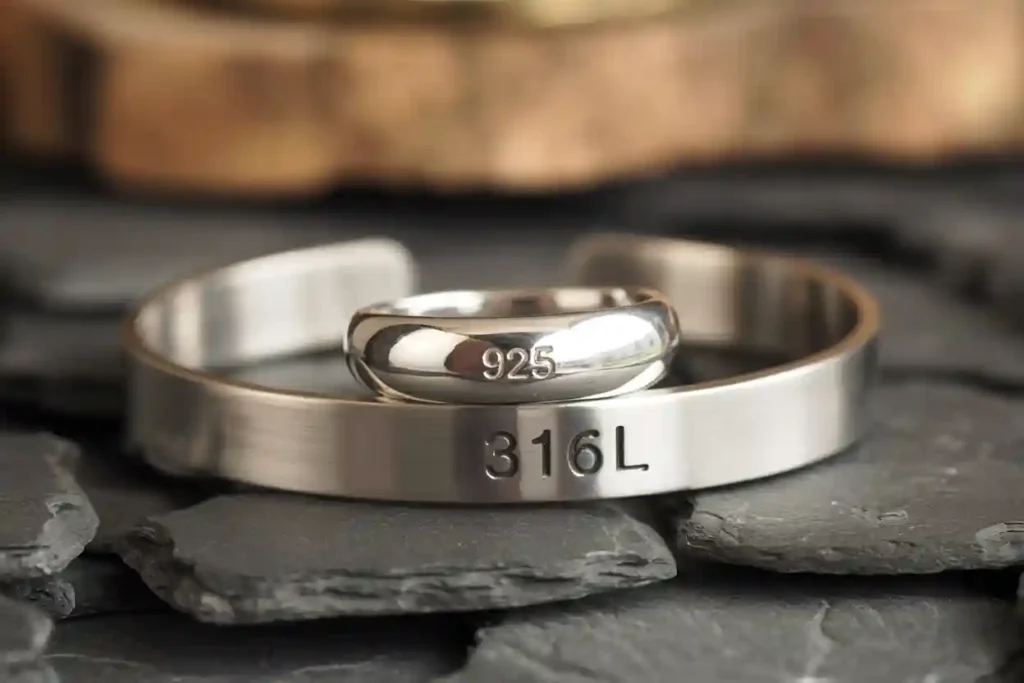 bracelet jonc en acier inoxydable 316L et bague en argent 925