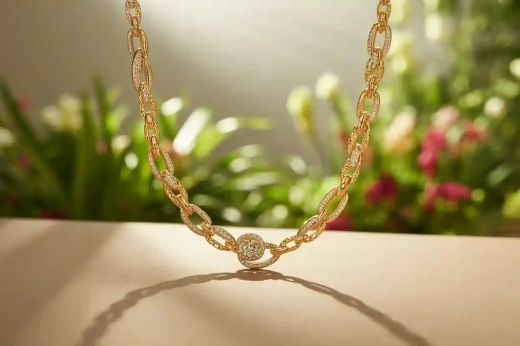collier en plaqué or gros plan