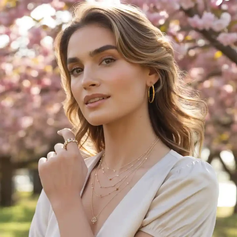 femme qui porte de beaux bijoux en plaqué or